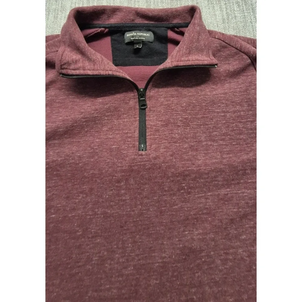 Banana Republic men's maroon 1/4 zip pullover shirt LG moisture wicking outdoor‎